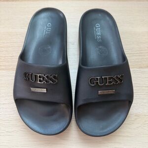 Guess Black Logo Slide Sandals